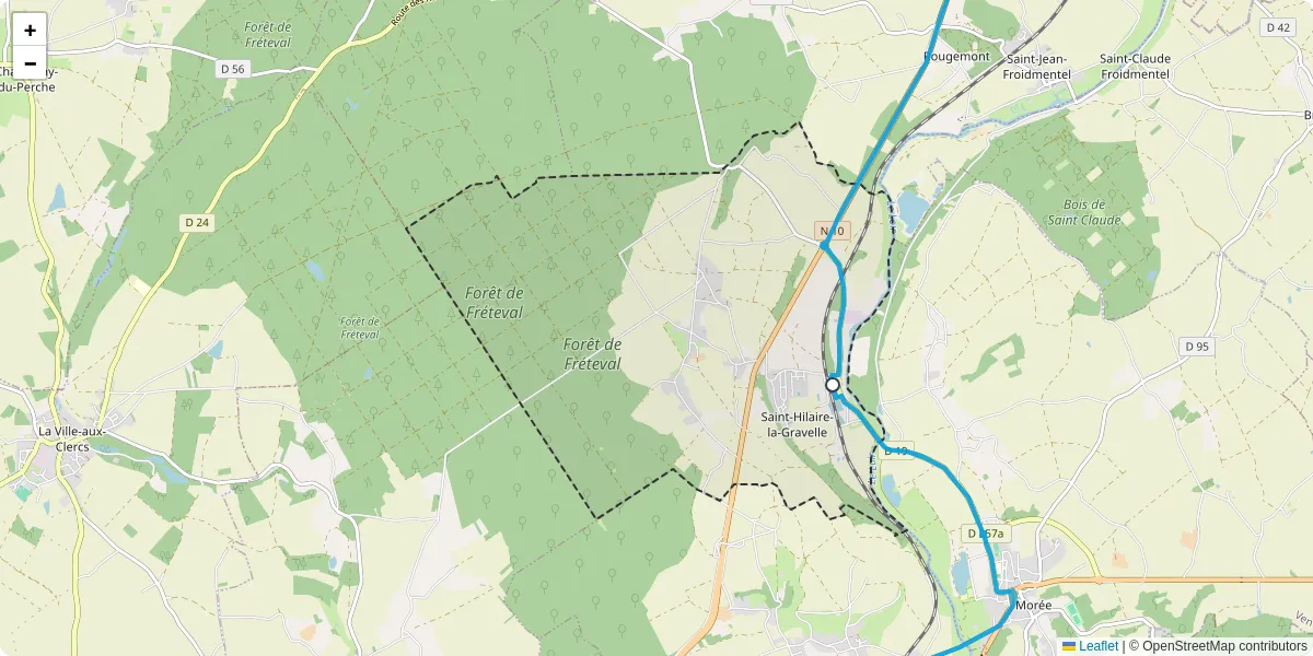 Carte du réseau de transport en commun à Saint-Hilaire-la-Gravelle - lignes de bus et arrêts