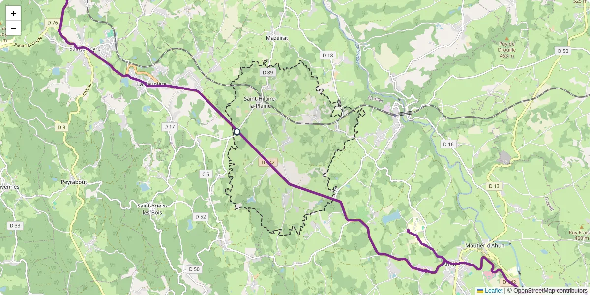 Carte du réseau de transport en commun à Saint-Hilaire-la-Plaine - lignes de bus et arrêts