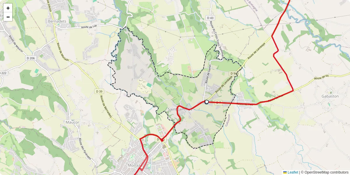 Carte du réseau de transport en commun à Saint-Jammes - lignes de bus et arrêts