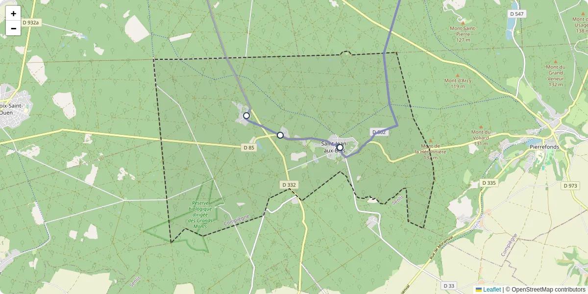 Carte du réseau de transport en commun à Saint-Jean-aux-Bois - lignes de bus et arrêts