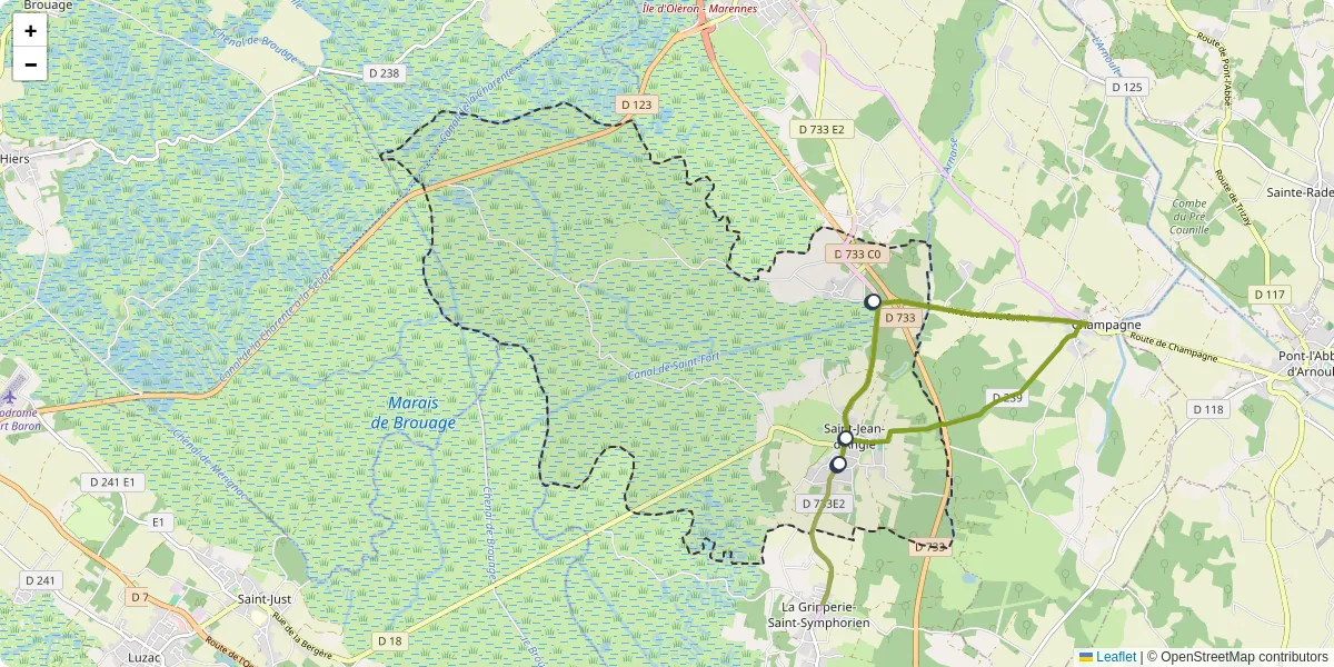 Carte du réseau de transport en commun à Saint-Jean-d'Angle - lignes de bus et arrêts