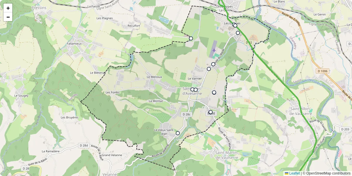 Carte du réseau de transport en commun à Saint-Jean-d'Avelanne - lignes de bus et arrêts