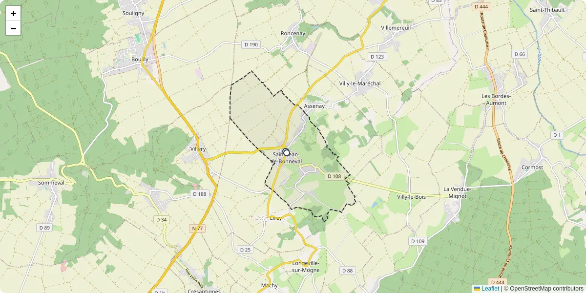 Carte du réseau de transport en commun à Saint-Jean-de-Bonneval - lignes de bus et arrêts