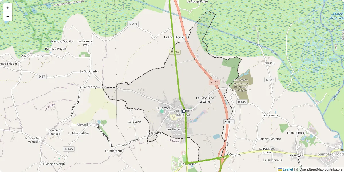 Carte du réseau de transport en commun à Saint-Jean-de-Daye - lignes de bus et arrêts