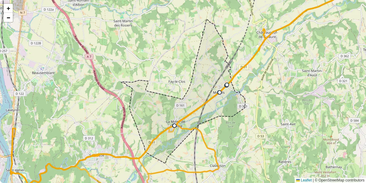 Carte du réseau de transport en commun à Saint-Jean-de-Galaure - lignes de bus et arrêts
