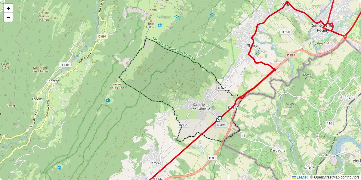 Carte du réseau de transport en commun à Saint-Jean-de-Gonville - lignes de bus et arrêts
