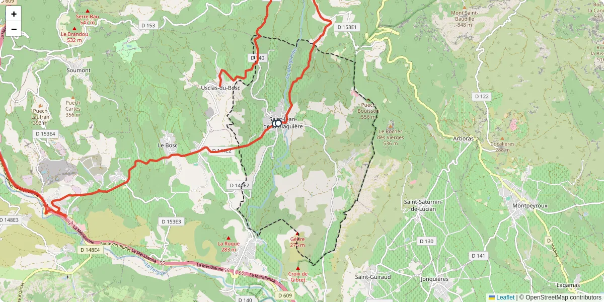 Carte du réseau de transport en commun à Saint-Jean-de-la-Blaquière - lignes de bus et arrêts