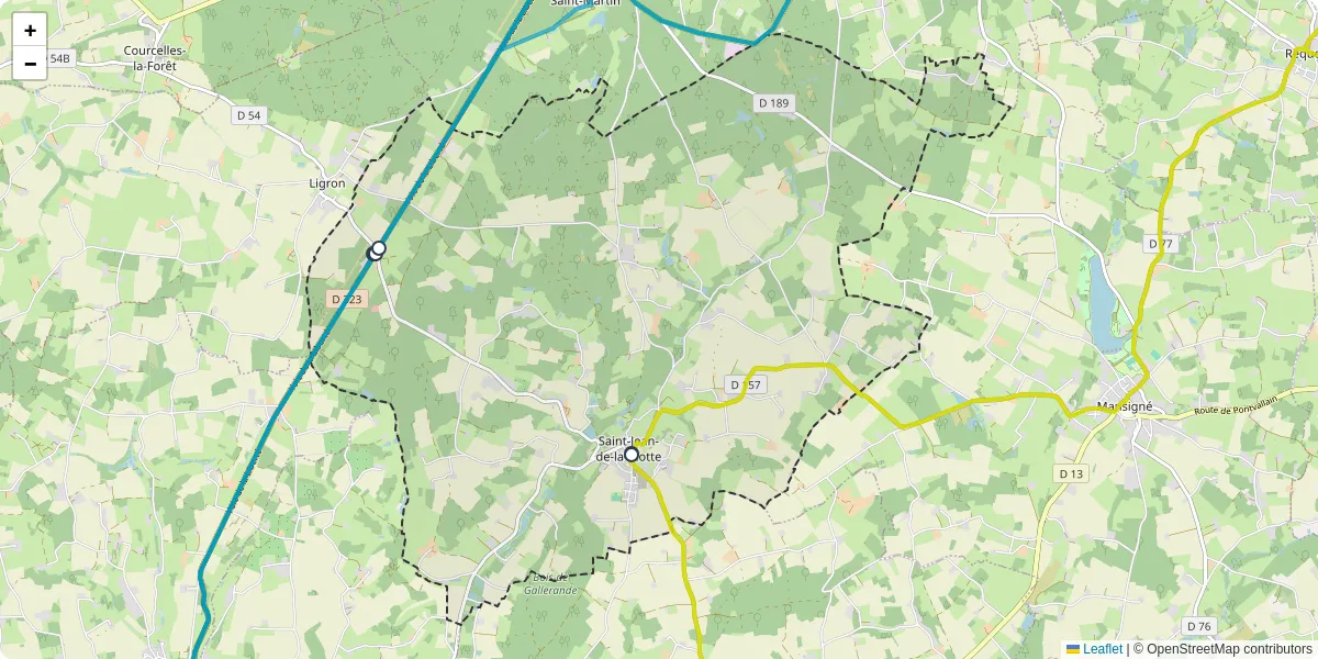 Carte du réseau de transport en commun à Saint-Jean-de-la-Motte - lignes de bus et arrêts