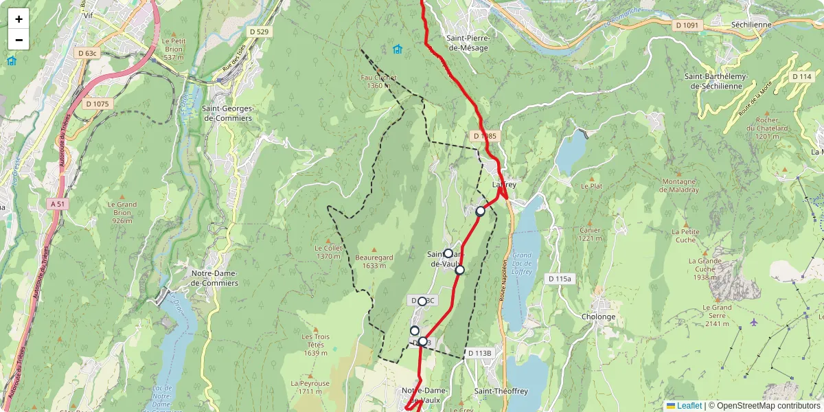 Carte du réseau de transport en commun à Saint-Jean-de-Vaulx - lignes de bus et arrêts