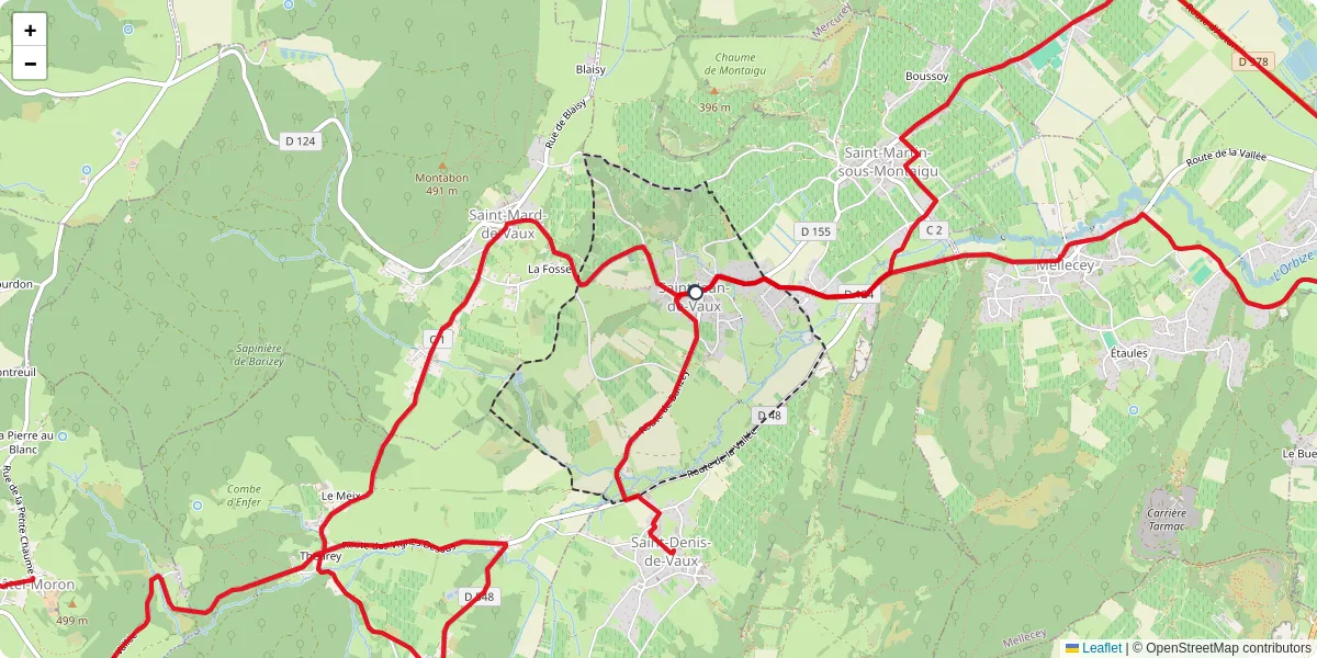 Carte du réseau de transport en commun à Saint-Jean-de-Vaux - lignes de bus et arrêts