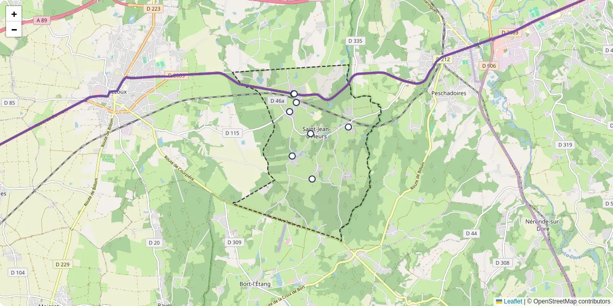 Carte du réseau de transport en commun à Saint-Jean-d'Heurs - lignes de bus et arrêts
