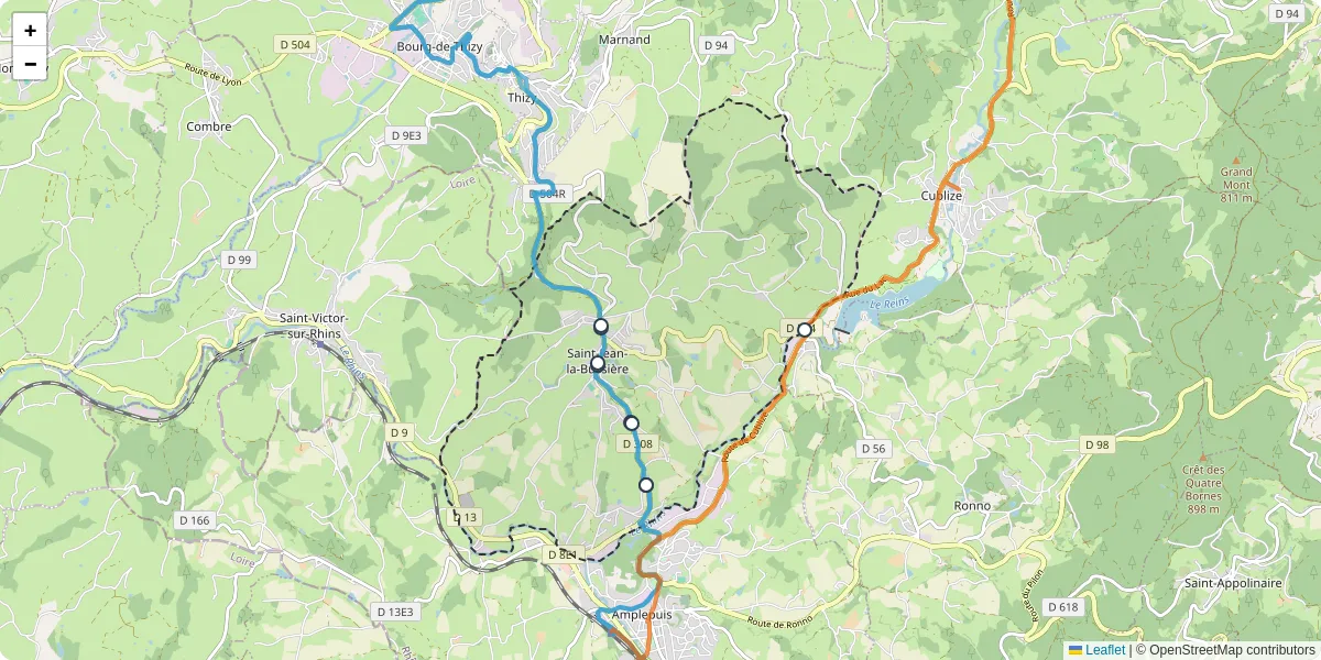 Carte du réseau de transport en commun à Saint-Jean-la-Bussière - lignes de bus et arrêts