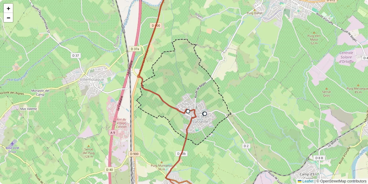 Carte du réseau de transport en commun à Saint-Jean-Lasseille - lignes de bus et arrêts