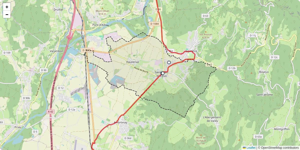 Carte du réseau de transport en commun à Saint-Jean-le-Vieux - lignes de bus et arrêts