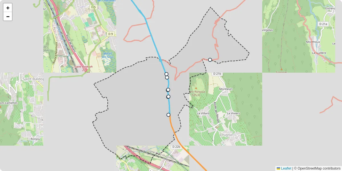 Carte du réseau de transport en commun à Saint-Jeoire-Prieuré - lignes de bus et arrêts