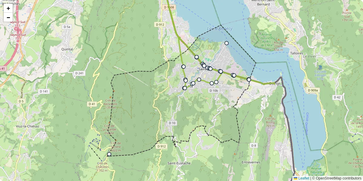 Carte du réseau de transport en commun à Saint-Jorioz - lignes de bus et arrêts