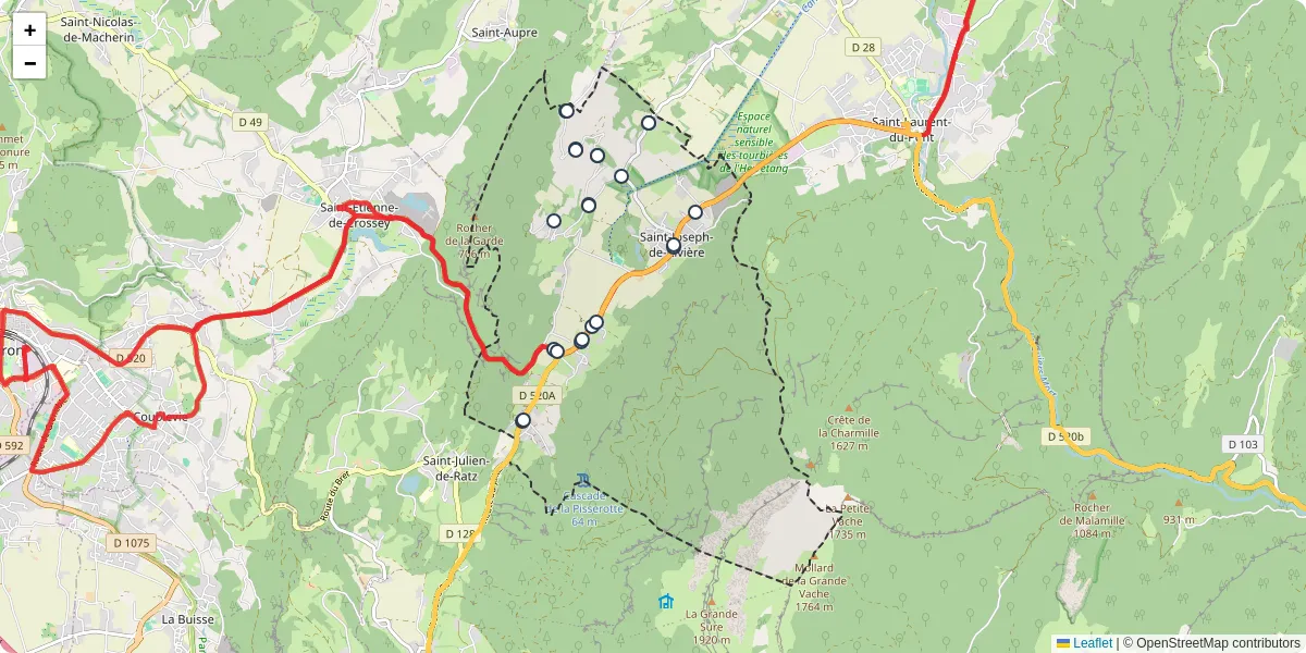 Carte du réseau de transport en commun à Saint-Joseph-de-Rivière - lignes de bus et arrêts