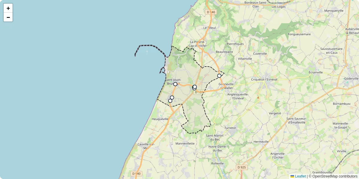 Carte du réseau de transport en commun à Saint-Jouin-Bruneval - lignes de bus et arrêts