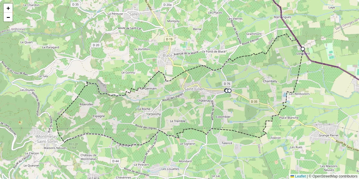 Carte du réseau de transport en commun à Saint-Julien - lignes de bus et arrêts