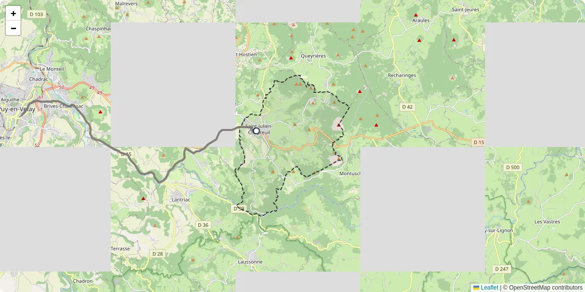 Carte du réseau de transport en commun à Saint-Julien-Chapteuil - lignes de bus et arrêts
