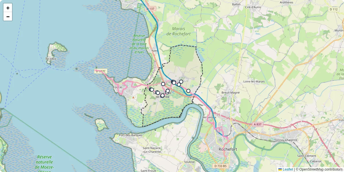 Carte du réseau de transport en commun à Saint-Laurent-de-la-Prée - lignes de bus et arrêts