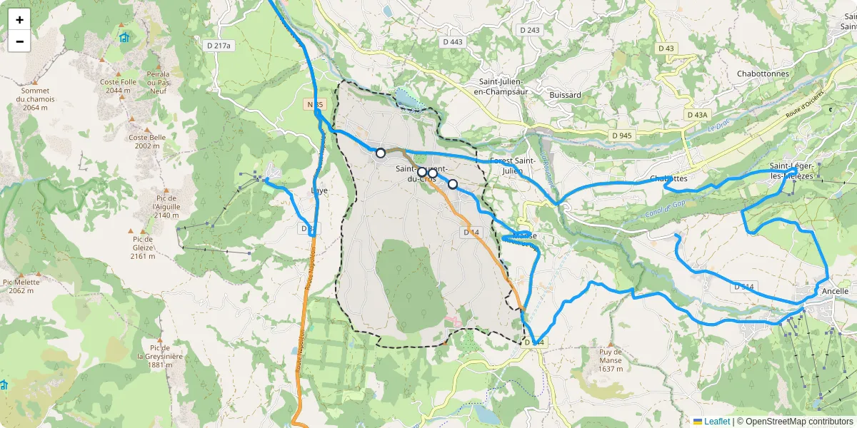 Carte du réseau de transport en commun à Saint-Laurent-du-Cros - lignes de bus et arrêts