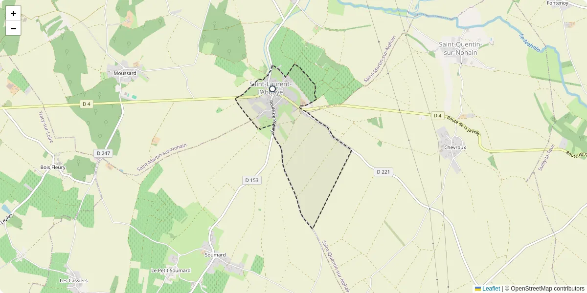 Carte du réseau de transport en commun à Saint-Laurent-l'Abbaye - lignes de bus et arrêts