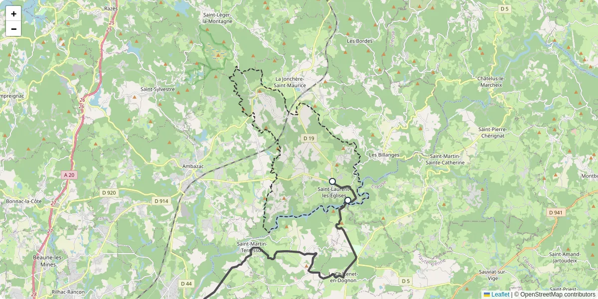 Carte du réseau de transport en commun à Saint-Laurent-les-Églises - lignes de bus et arrêts