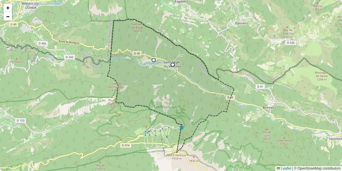 Carte du réseau de transport en commun à Saint-Léger-du-Ventoux - lignes de bus et arrêts