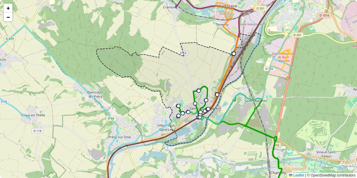 Carte du réseau de transport en commun à Saint-Leu-d'Esserent - lignes de bus et arrêts