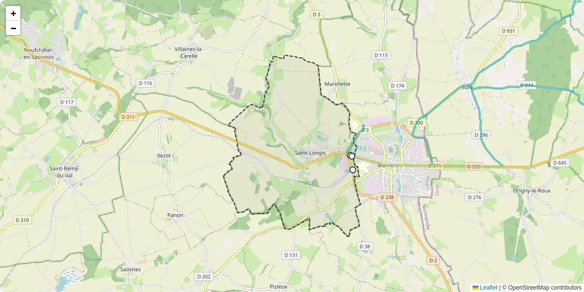 Carte du réseau de transport en commun à Saint-Longis - lignes de bus et arrêts