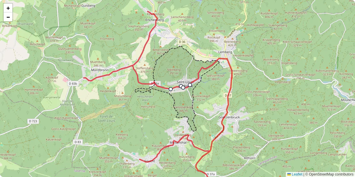 Carte du réseau de transport en commun à Saint-Louis-lès-Bitche - lignes de bus et arrêts