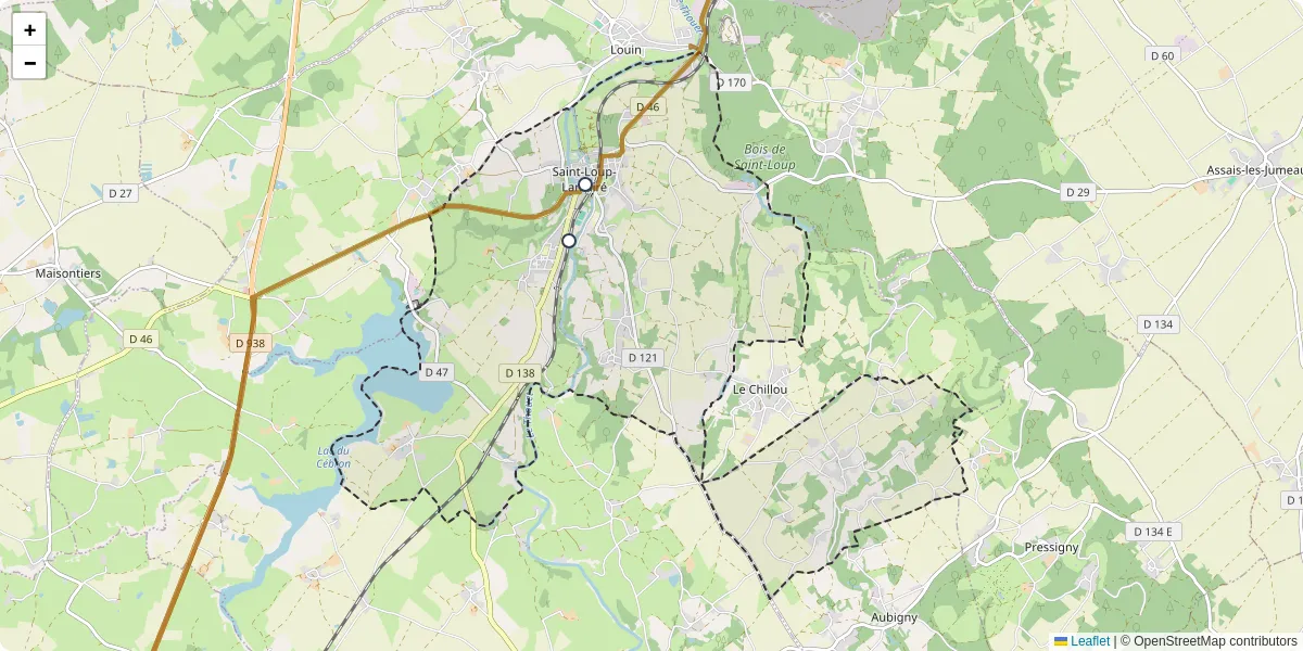 Carte du réseau de transport en commun à Saint-Loup-Lamairé - lignes de bus et arrêts