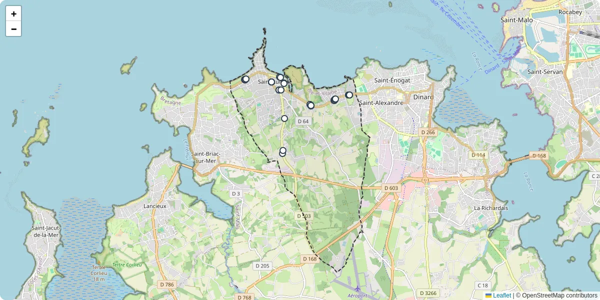 Carte du réseau de transport en commun à Saint-Lunaire - lignes de bus et arrêts