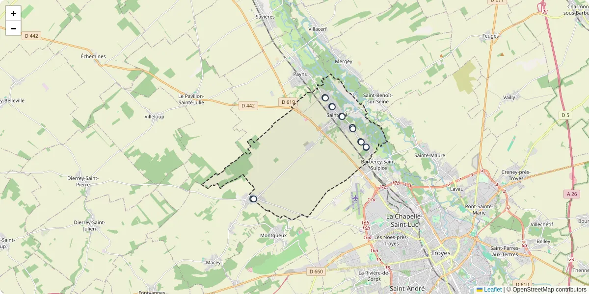 Carte du réseau de transport en commun à Saint-Lyé - lignes de bus et arrêts