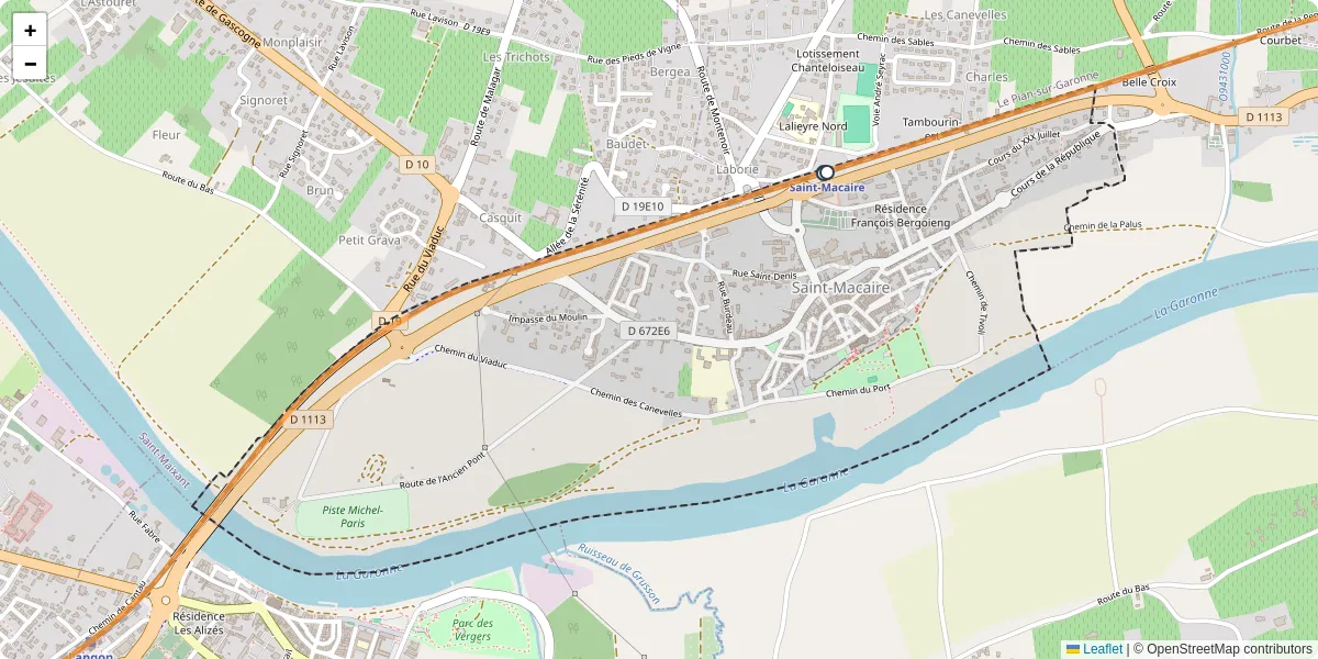 Carte du réseau de transport en commun à Saint-Macaire - lignes de bus et arrêts