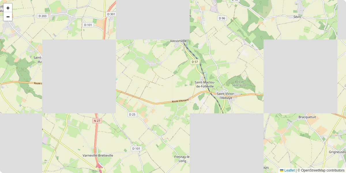 Carte du réseau de transport en commun à Saint-Maclou-de-Folleville - lignes de bus et arrêts