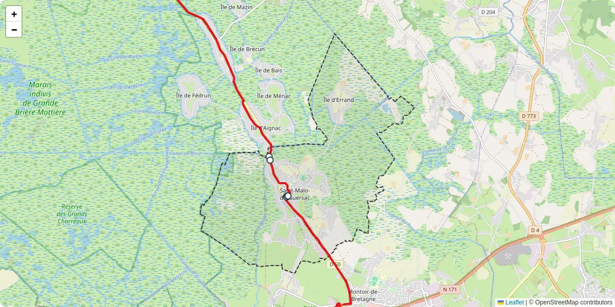 Carte du réseau de transport en commun à Saint-Malo-de-Guersac - lignes de bus et arrêts