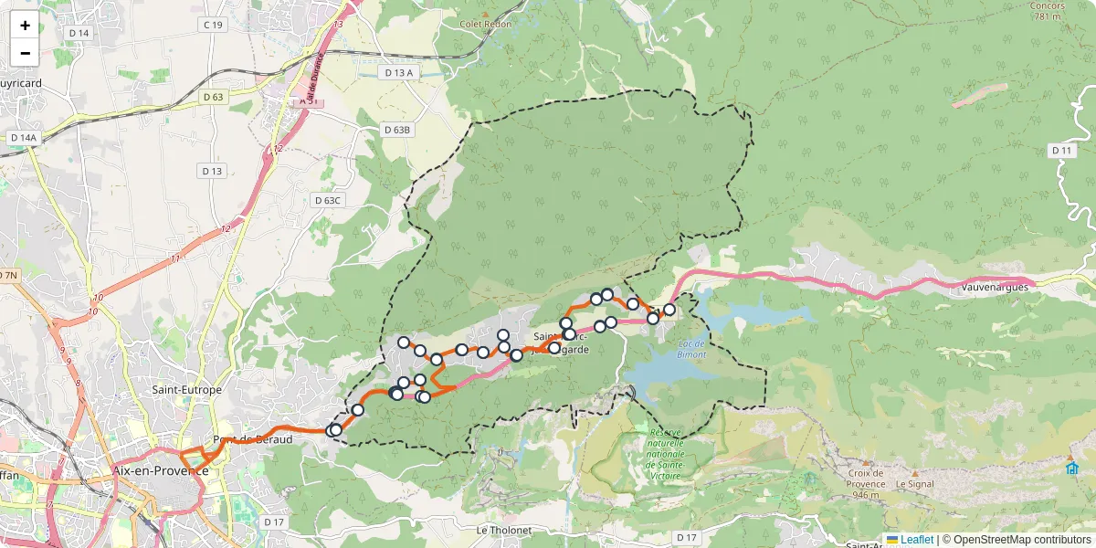 Carte du réseau de transport en commun à Saint-Marc-Jaumegarde - lignes de bus et arrêts