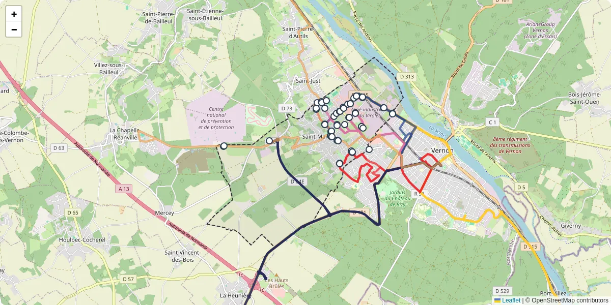 Carte du réseau de transport en commun à Saint-Marcel - lignes de bus et arrêts