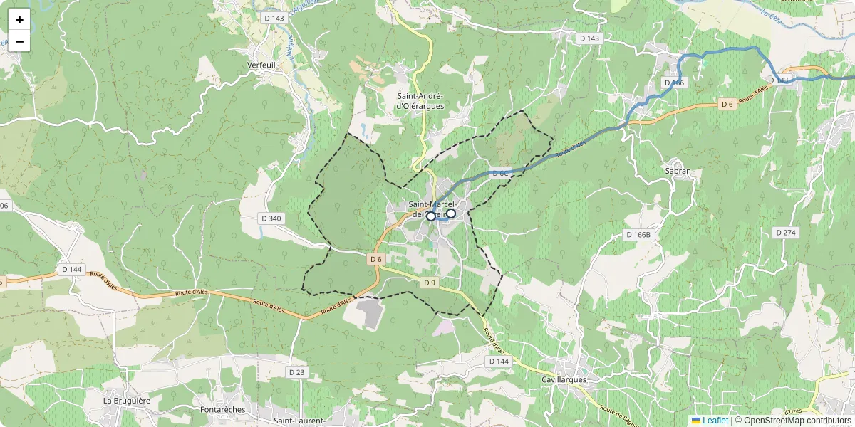 Carte du réseau de transport en commun à Saint-Marcel-de-Careiret - lignes de bus et arrêts