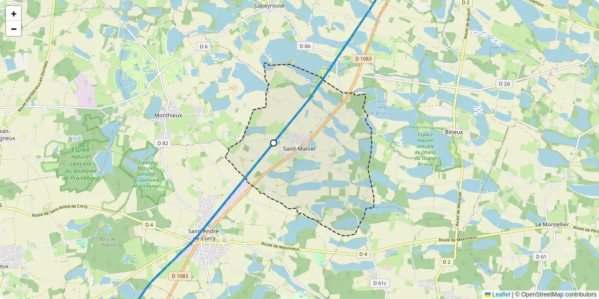 Carte du réseau de transport en commun à Saint-Marcel - lignes de bus et arrêts