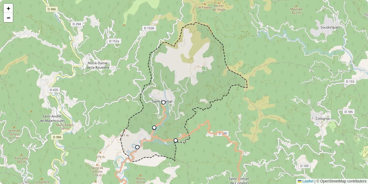 Carte du réseau de transport en commun à Saint-Martial - lignes de bus et arrêts