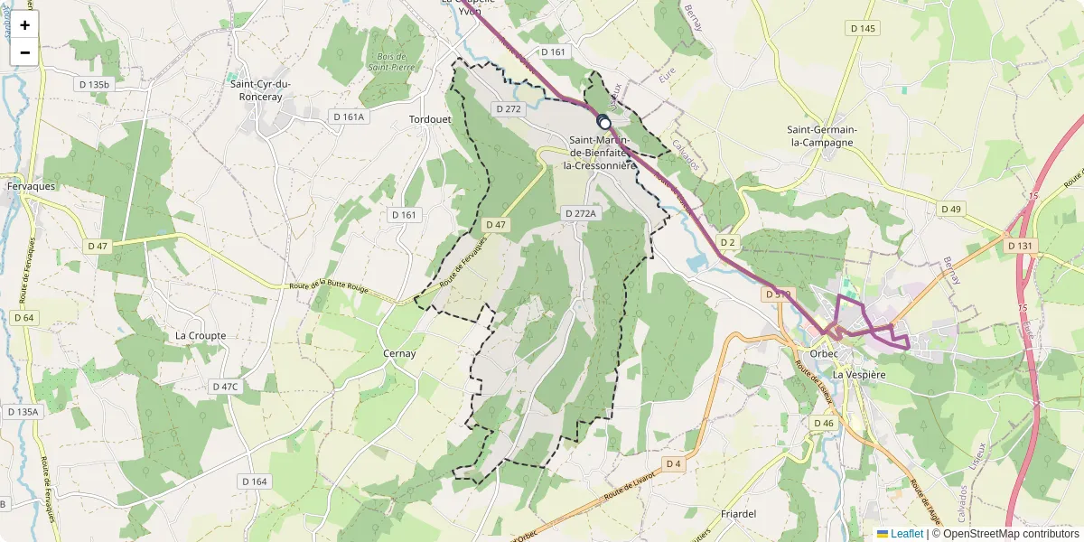 Carte du réseau de transport en commun à Saint-Martin-de-Bienfaite-la-Cressonnière - lignes de bus et arrêts
