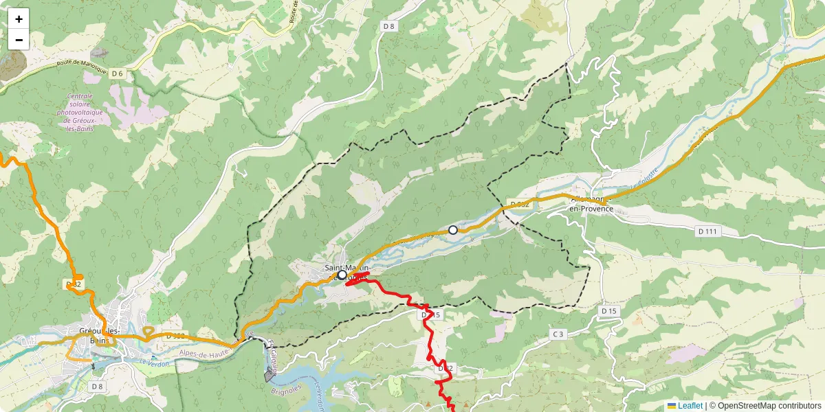Carte du réseau de transport en commun à Saint-Martin-de-Brômes - lignes de bus et arrêts