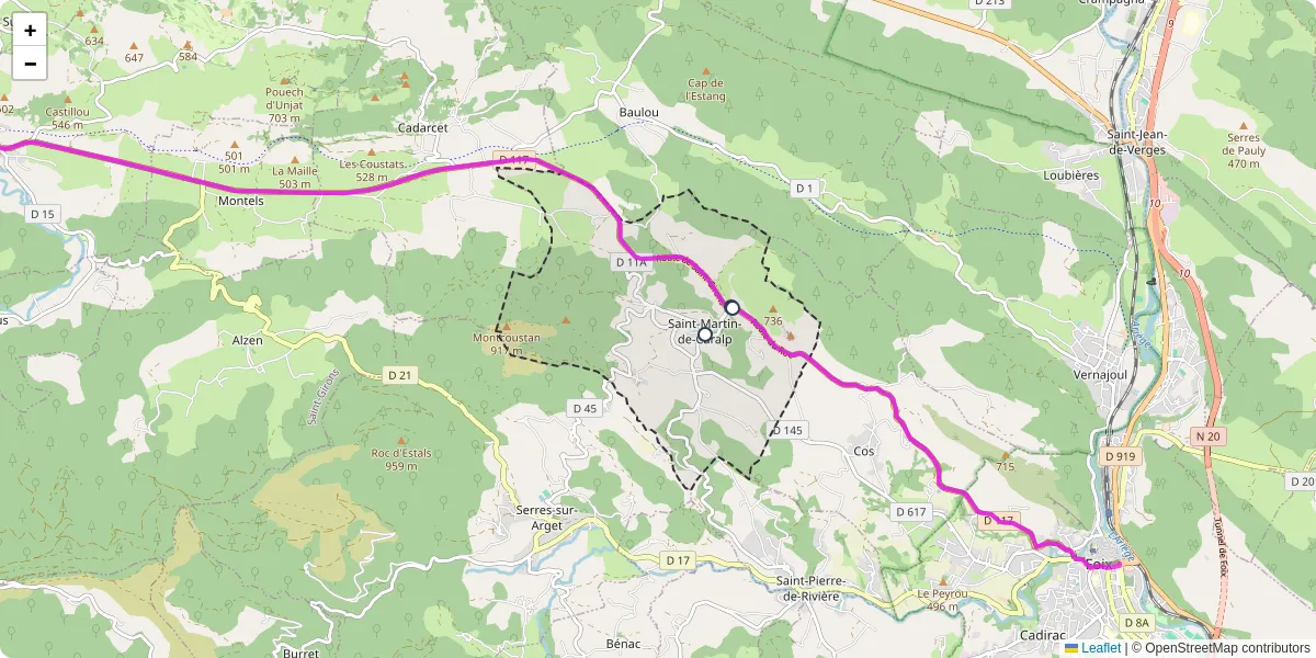 Carte du réseau de transport en commun à Saint-Martin-de-Caralp - lignes de bus et arrêts