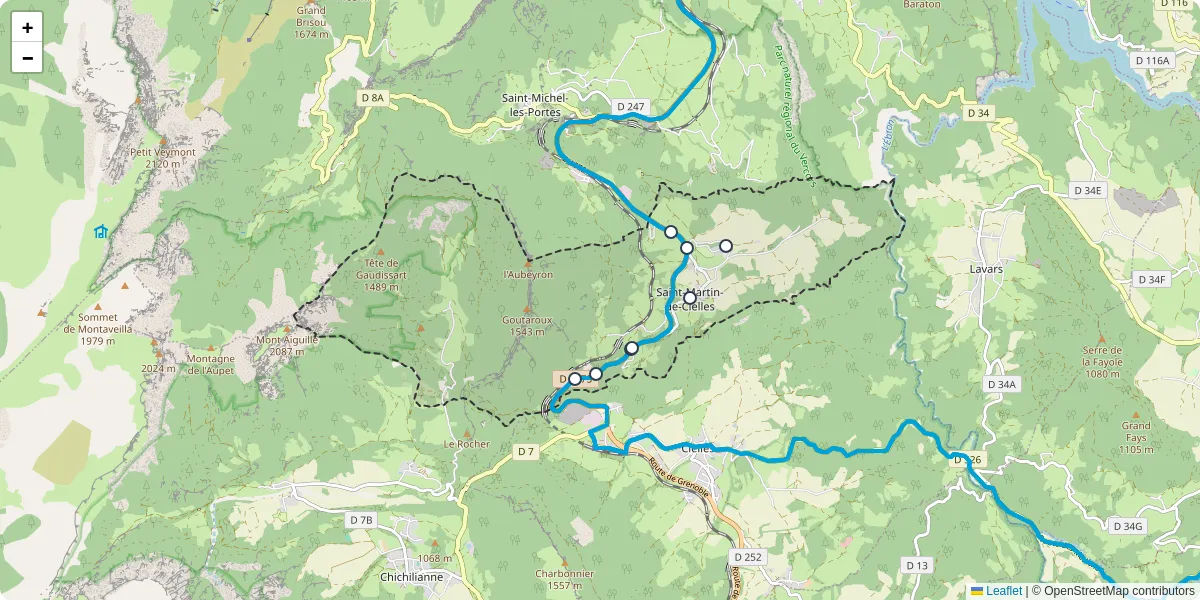 Carte du réseau de transport en commun à Saint-Martin-de-Clelles - lignes de bus et arrêts