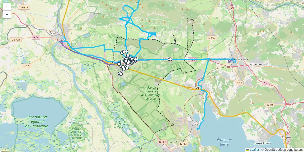 Carte du réseau de transport en commun à Saint-Martin-de-Crau - lignes de bus et arrêts