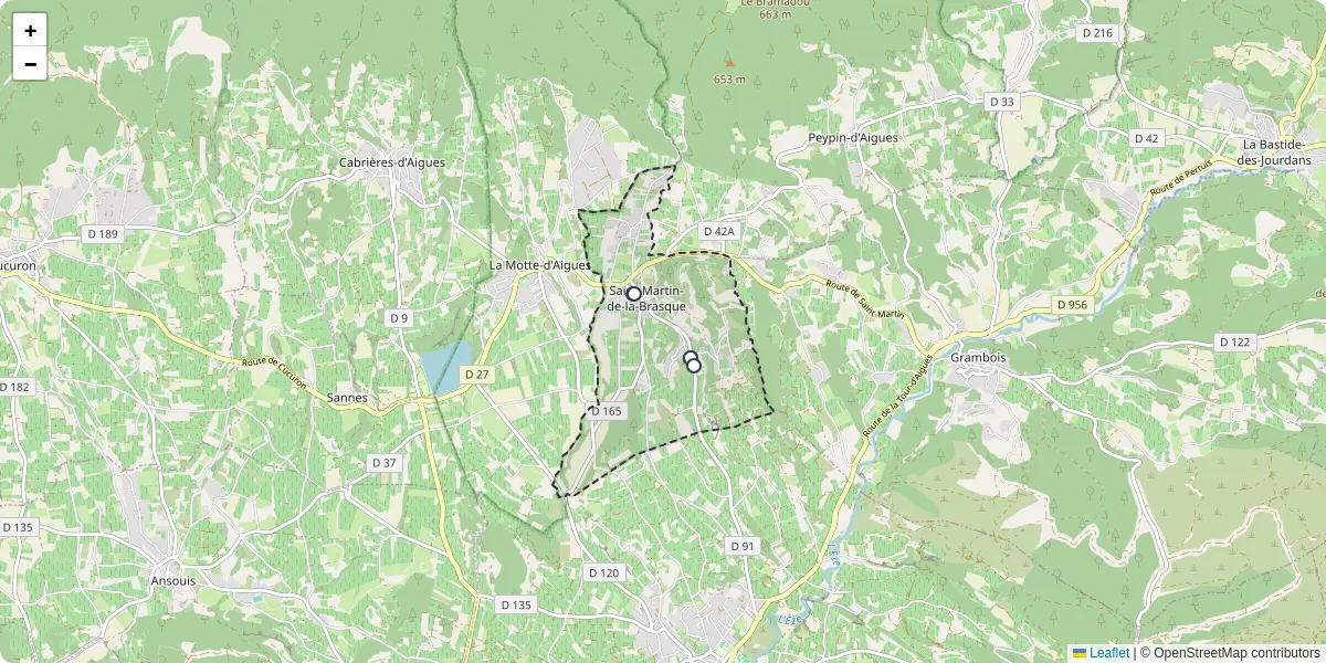 Carte du réseau de transport en commun à Saint-Martin-de-la-Brasque - lignes de bus et arrêts