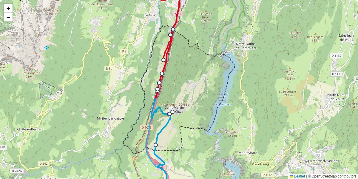 Carte du réseau de transport en commun à Saint-Martin-de-la-Cluze - lignes de bus et arrêts